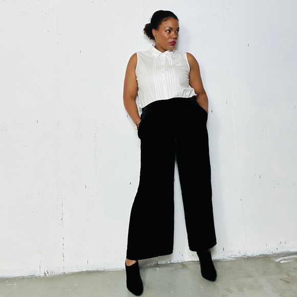 Vintage Pants - Vintage Rayon/Silk Blend Velvet Wide leg Pants, M